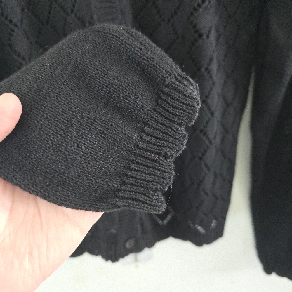 Teddi Vintage M Black Crochet Layered Sweater Cottagecore Grandma *read - Picture 6 of 11